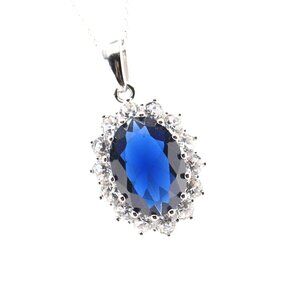 *New* Exquisite 6.40 Carat Lab-Grown Sapphire Necklace – Sterling Silver Setting